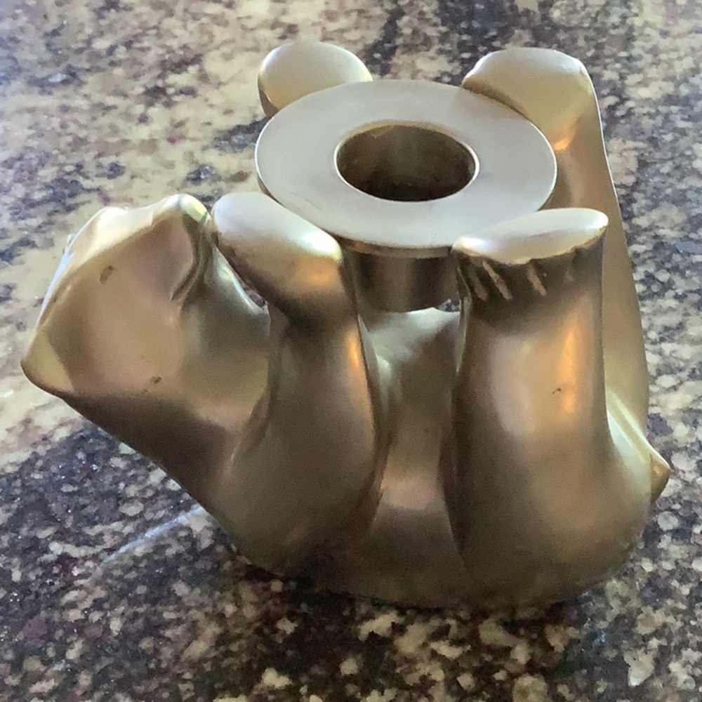 Restoration Hardware Solid Pewter Polar Bear Candle Holder